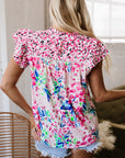 Keyla Floral Mixed Ruffle Cap Sleeve Blouse