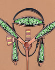 Hilason Western Horse Headstall Breast Collar Set American Leather Green