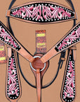 Hilason Western Horse Headstall Breast Collar Set American Leather Pink