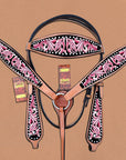 Hilason Western Horse Headstall Breast Collar Set American Leather Pink