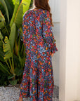 Floral V-Neck Long Sleeve Maxi Dress