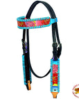 Hilason Western Horse Headstall Bridle American Leather Hand Painted Rose