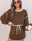 Colorblock Long Sleeve Top and Skort Set