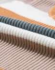Colorblock Stripe Ribbed Round Neck Sweater