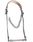 Hilason Western Leather Band Horse Mouth Steel Hackamore Bit W/ Curb Chain
