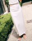 MASON'S DAUGHTER | Ella Scallop Maxi Skirt, White Linen