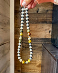 18 inch 12 mm Sterling Silver Pearls necklace & bumblebee jasper beads