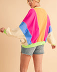 Orchid Petal Colorblock Patchwork Drop Shoulder Top