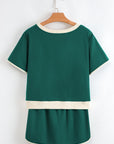 Colorblock Short Sleeve T-Shirt and Skort Set