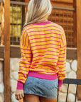 Briar Stripe Trimmed Round Neck Loose Sweater