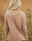 Blake Waffle Textured Tunic Henley Top with Slits