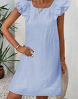 Textured Bow Back Mini Dress