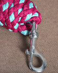Hilason Horse Riding Poly Roping Lead Rope Burgundy 1/4"X8 Ft Snaps