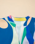 Abstract V-Neck Tiered Mini Dress