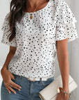 Dalmatian Dotted Ruffle Sleeve Blouse