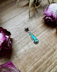 Teardrop Pendant with Kingman Turquoise – Option 5 – Sterling Silver – Native Made by SF – Fits 5mm