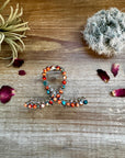 Smaller Orange and Turquoise magnesite beads Hair Clips