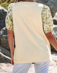 Floral Patchwork Bubble Sleeve Top