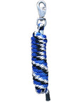 Horse Roping Lead Rope Riding Poly Blue Black White 1/4"X8 Ft Snaps