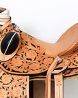 Hilason Western Horse Wade Saddle American Leather Ranch Roping Tan