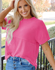 Madison Plain Corded Knit Mock Neck Top