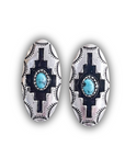 Azure Aztec Patterned Metal Stud Fashion Earrings