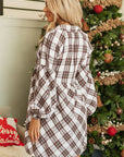 Callie Plaid Bubble Sleeve Shirt Dress