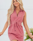 Nayeli Zipped Collar Drawstring Waist Dress