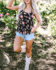 Fallon Floral Spaghetti Straps Strappy Back Tank Top