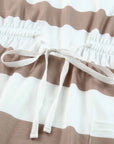Nia Lace Crochet Short Sleeve Drawstring Striped Dress