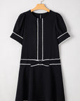 Birdie Scallop Trim Bow Detail Half Sleeve Dress