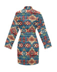 Blue Aztec Women's Long Sleeve Belted Satin Feel Dressing Lounge Robe