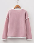 Contrast Trim Knit Drop Shoulder Top