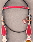 Western Horse Headstall Tack Bridle American Leather Red Crystal Hilason