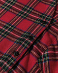 Plaid Ruffle Hem Collared Half-Button Mini Dress