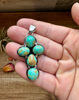 Cross Pendant - Kingman Turquoise & Sterling Silver