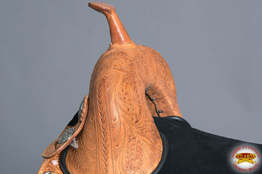 Hilason Treeless Western Trail Barrel American Leather Horse Saddle Tan