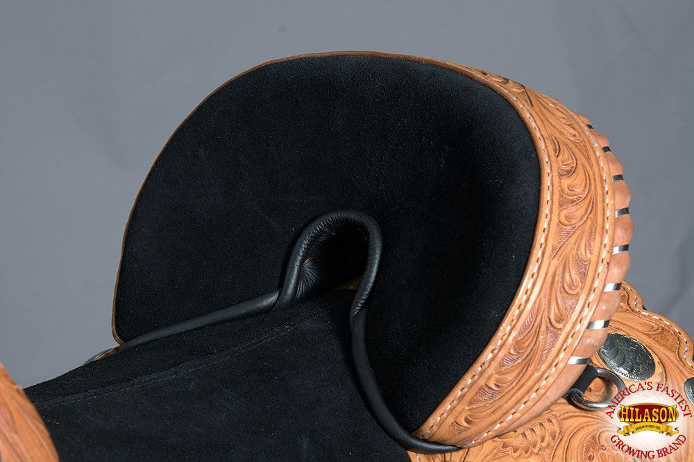 Hilason Treeless Western Trail Barrel American Leather Horse Saddle Tan