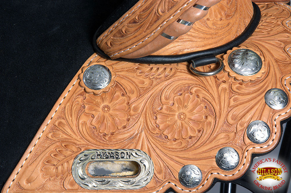 Hilason Treeless Western Trail Barrel American Leather Horse Saddle Tan