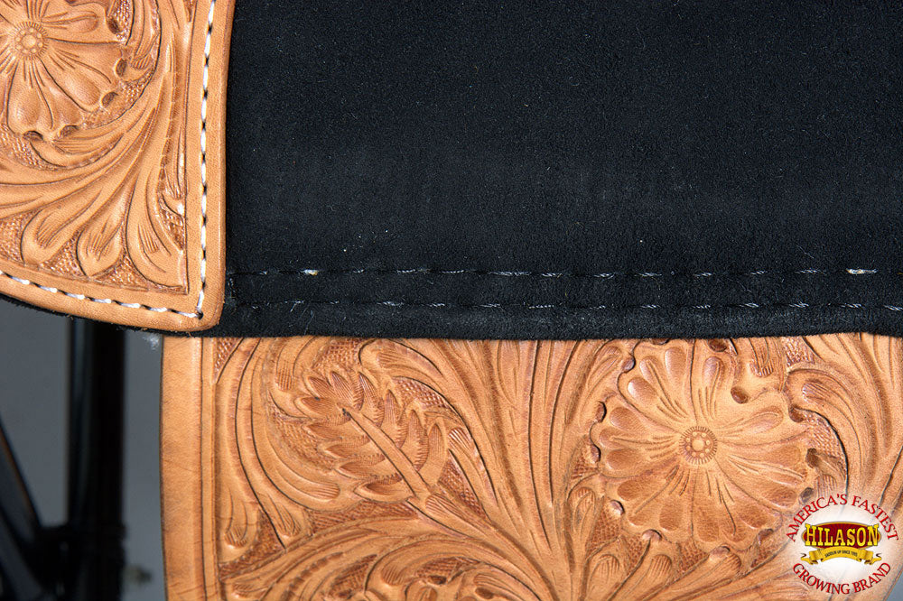 Hilason Treeless Western Trail Barrel American Leather Horse Saddle Tan