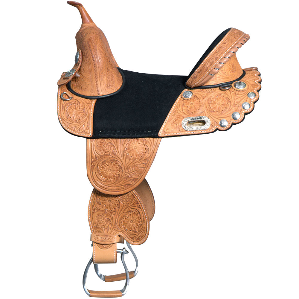 Hilason Treeless Western Trail Barrel American Leather Horse Saddle Tan
