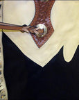 Hilason Bull Riding Chinks Chaps Pro Rodeo Western Smooth Leather Black & White