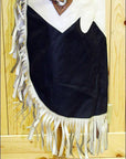 Hilason Bull Riding Chinks Chaps Pro Rodeo Western Smooth Leather Black & White