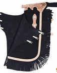 Hilason Western Bull Riding Chinks Chaps Adult Pro Rodeo Bronc Leather Black