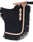 Hilason Western Bull Riding Chinks Chaps Adult Pro Rodeo Bronc Leather Black