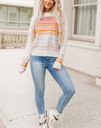 Poppy Stripe Long Sleeve Round Neck Sweater