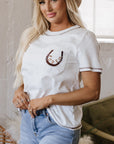 Horseshoe Embroidered Patch Pocket Tee