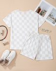 Scottie Checkered Tee Drawstring Shorts Lounge Set