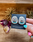 Cowboy Hat Stud Earrings with Kingman Turquoise – Sterling Silver – Native Made by Bobby Platero