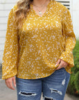 Plus Size Floral Ruched V-Neck Blouse